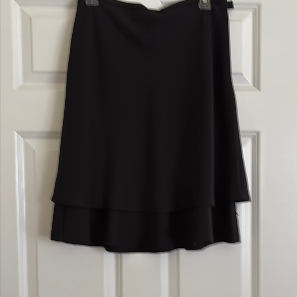 Karen Scott Black Asymmetrical Tiered A-Line Skirt